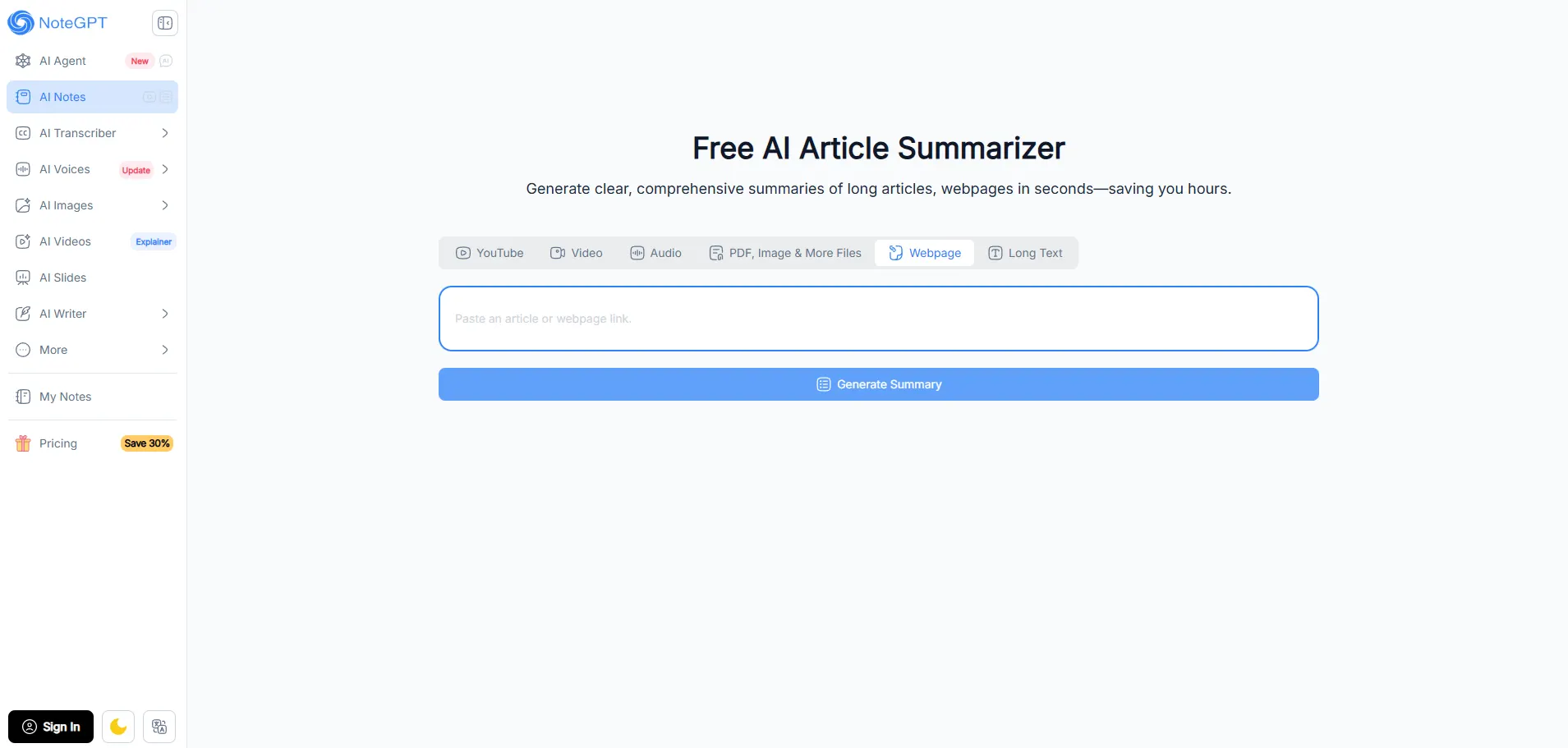 Free AI Article Summarizer