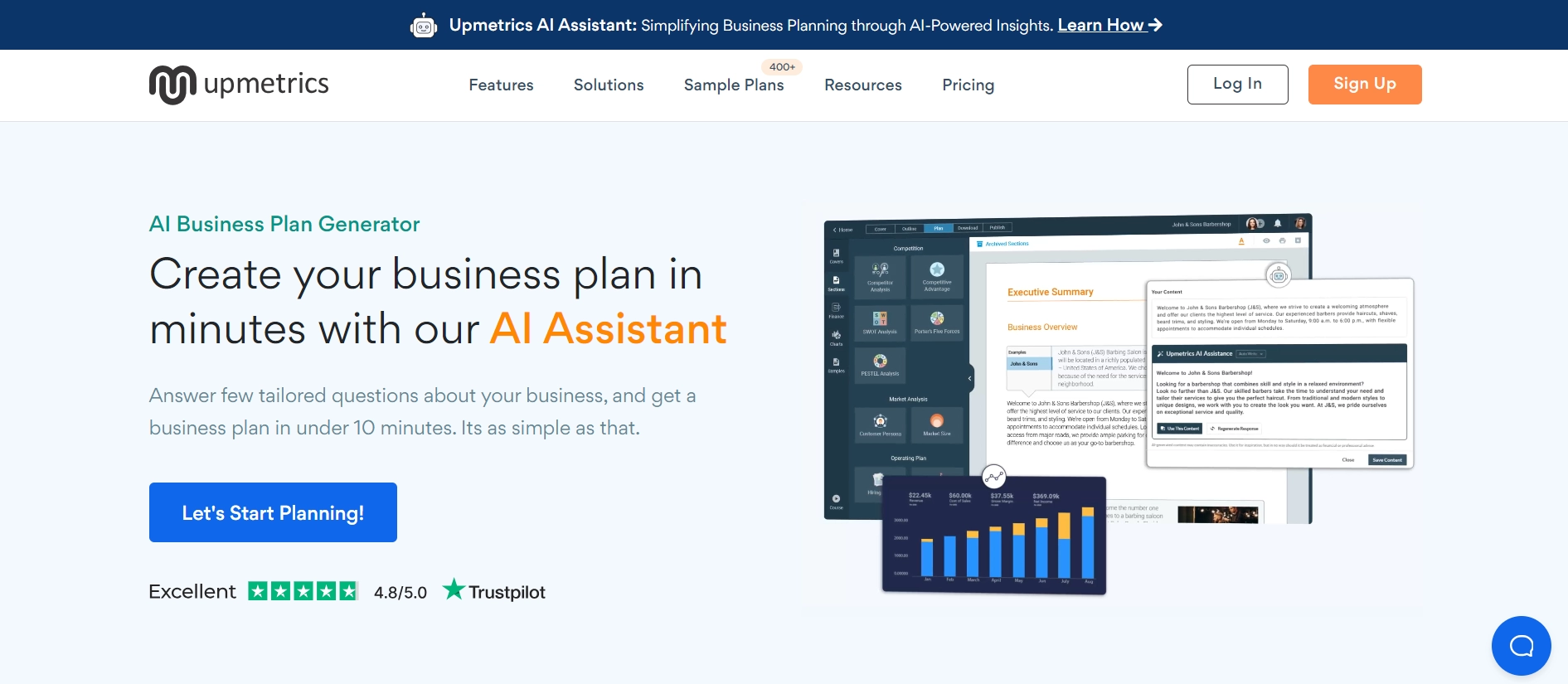 AI Business Plan Generator - Upmetrics