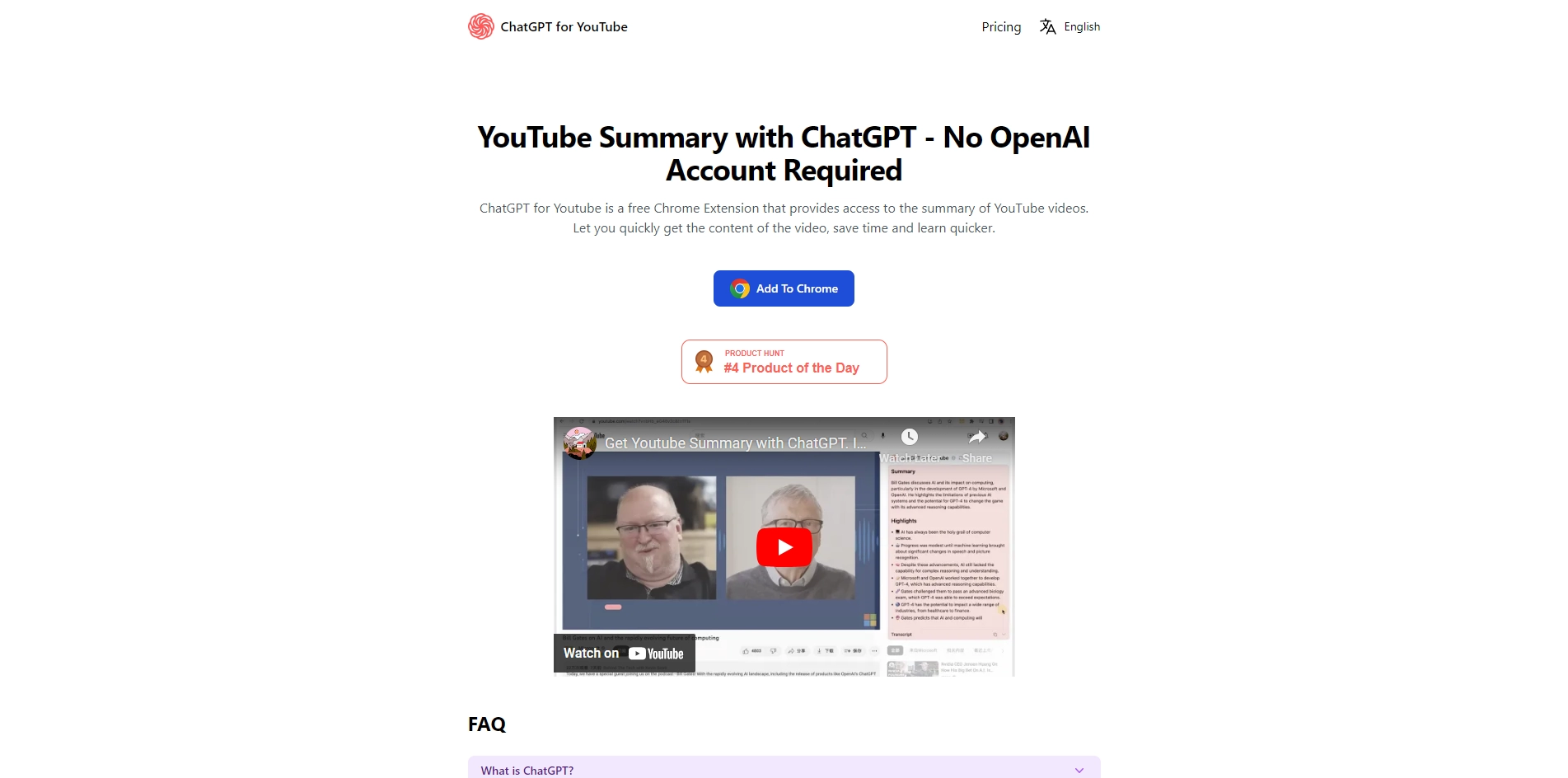 ChatGPT for Youtube