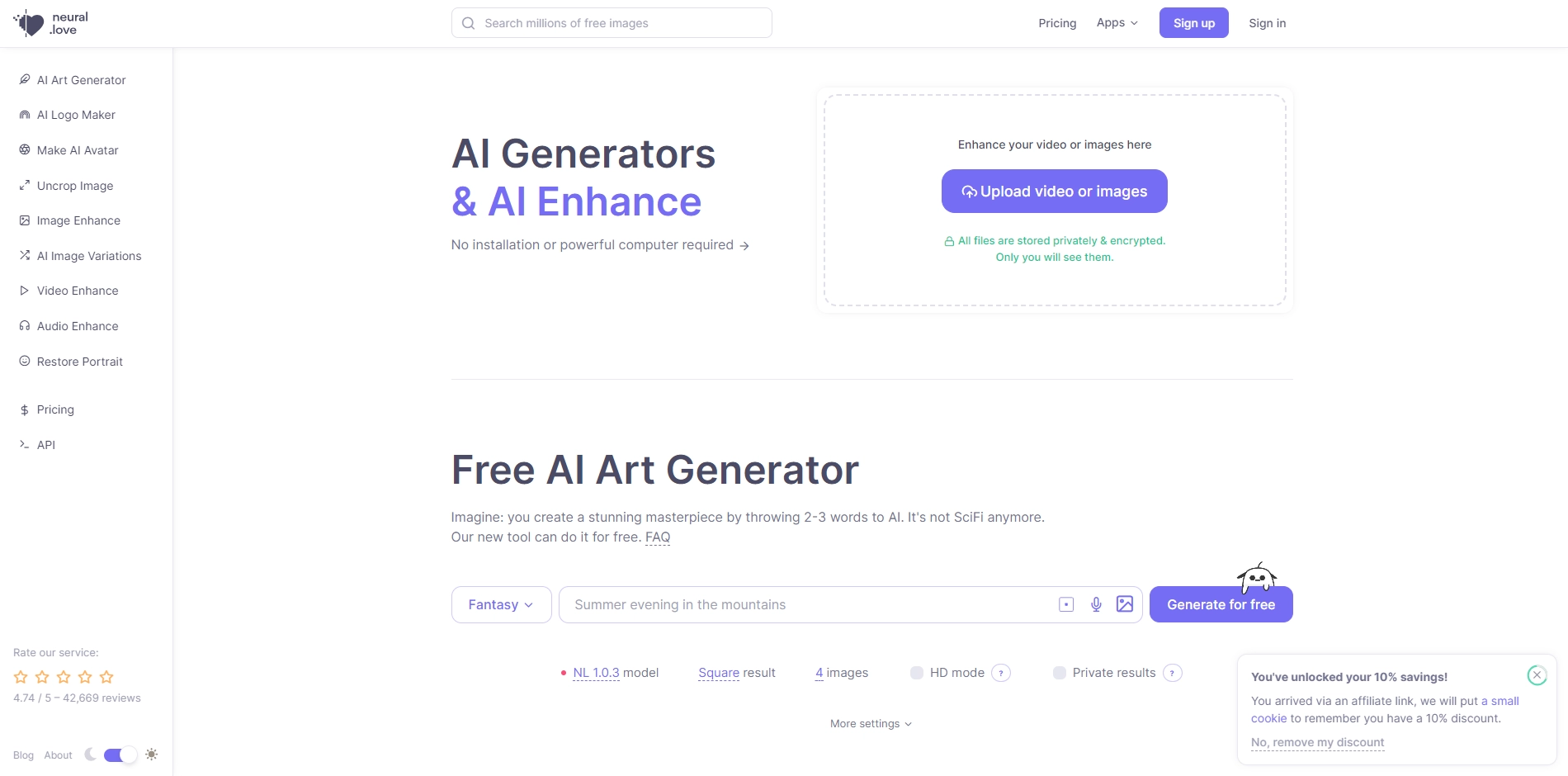 Neural.love Art Generator