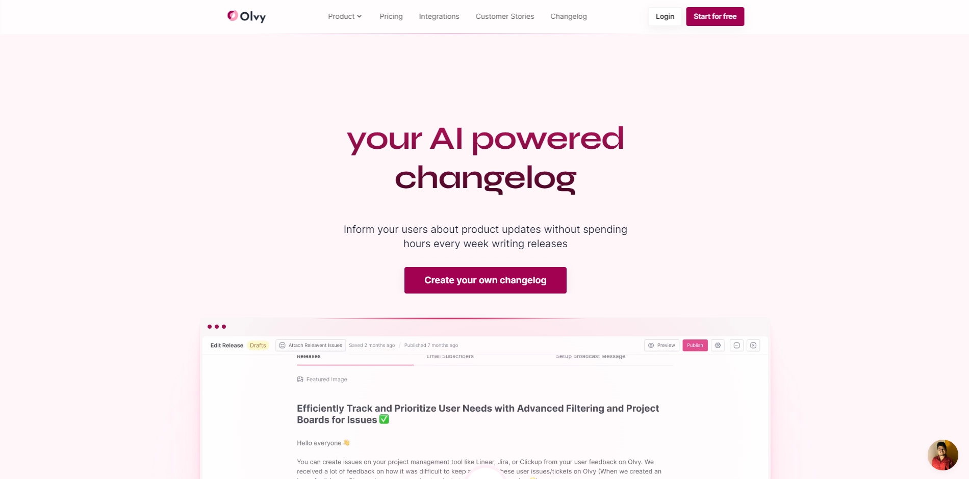 Olvy Changelogs