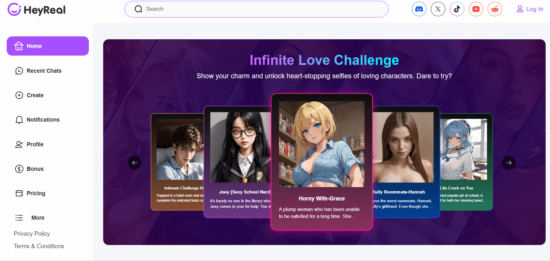 HeyReal AI – Engage in Virtual Relationships with Custom AI Characters